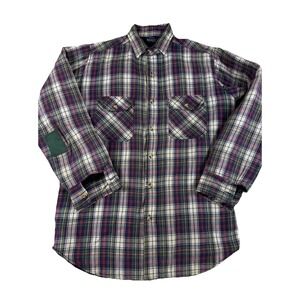 Vtg‎ Woolrich Flannel Shacket Quilt Lined Button Up Men's Shirt Size Med Plaid